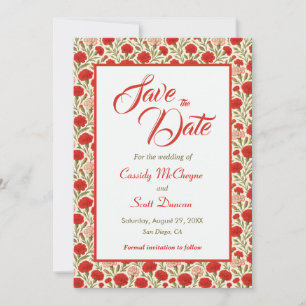 Reserva La Fecha Elegante matrimonio de flores de clavel rojo salva
