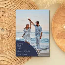 Reserva La Fecha Elegante matrimonio de fotos azules de la marina s