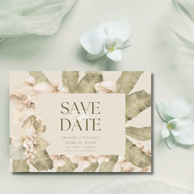 Reserva La Fecha Elegante matrimonio de fotos de playa tropical sal (Elegant Tropical Beach Photo Wedding Save the Date)