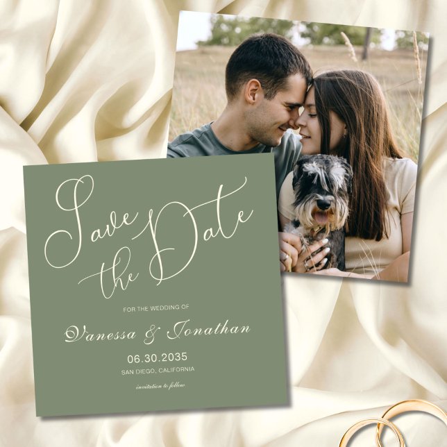Reserva La Fecha Elegante matrimonio de fotos verde sabio salva la  (Subido por el creador)