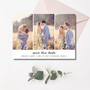 Reserva La Fecha Elegante matrimonio de tres Collages de fotos salv