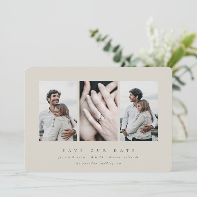 Reserva La Fecha Elegante Minimal 3 Foto (Anverso de pie)