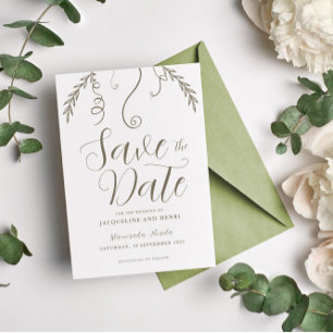Reserva La Fecha Elegante Minimalista Caída Tropical Sale Boda