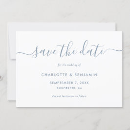 Reserva La Fecha Elegante Minimalista Dusty Blue Save The Date