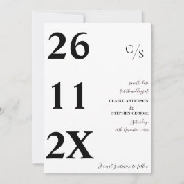 Reserva La Fecha Elegante Minimalista negrita Boda blanco negro