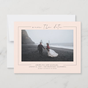 Reserva La Fecha Elegante Minimalista Rubor Peach Save the Date Pho
