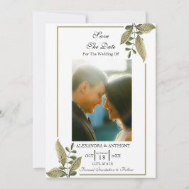 Reserva La Fecha Elegante Minimalista Verde Save The Date