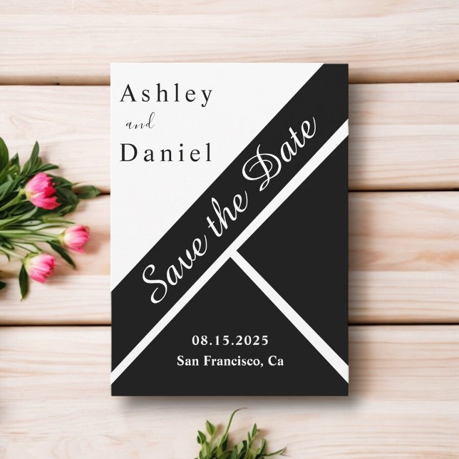 Reserva La Fecha Elegante Moda Negro Y Blanco Fancy Boda Moderno (Subido por el creador)