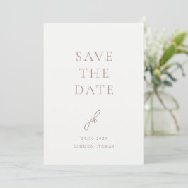Reserva La Fecha Elegante Monograma de Boda con Letra Script Neutra