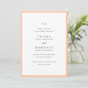 Reserva La Fecha Elegante Monograma de Peach Moderno Boda