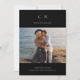 Reserva La Fecha Elegante Monograma Foto Código QR