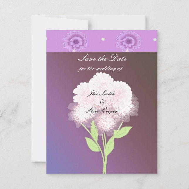 Reserva La Fecha Elegante morado floral salva la fecha (Anverso)
