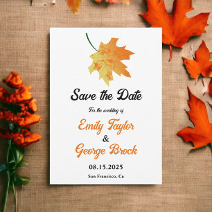 Reserva La Fecha Elegante Naranja Cae Sale del Boda Floral Otoño