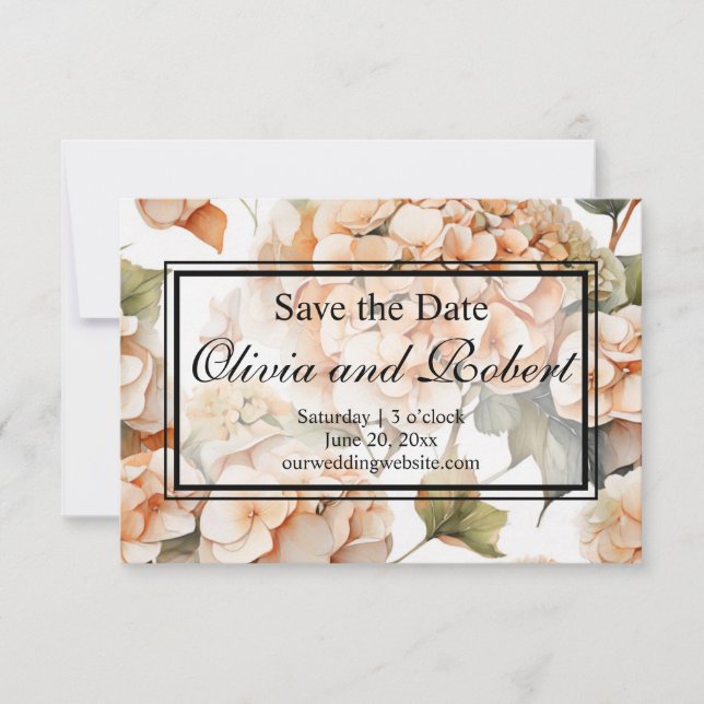 Reserva La Fecha Elegante naranja verde blanco boho acuarela floral (Anverso)