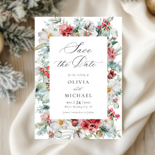 Reserva La Fecha Elegante Navidades de Bodas de Invierno Floral For