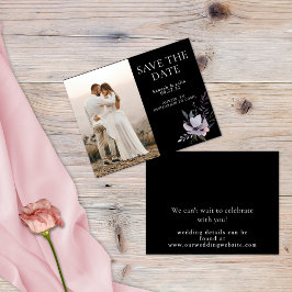 Reserva La Fecha Elegante negro floral borgoña negro salva la fecha