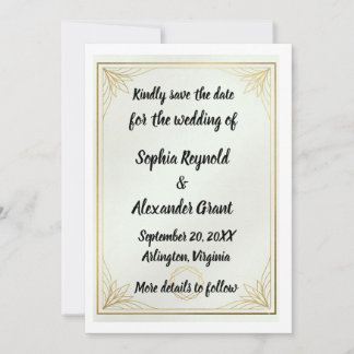Reserva La Fecha Elegante Oro Guardar la Fecha Minimalista Boda