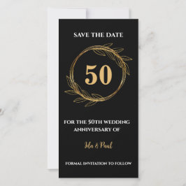 Reserva La Fecha Elegante oro negro deja 50 aniversario Boda