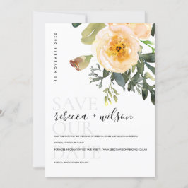 RESERVA LA FECHA ELEGANTE PASTEL PEACH PEONY WATERCOLOR FLORAL
