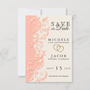 Reserva La Fecha Elegante Peach Floral Swirl Guardar la fecha