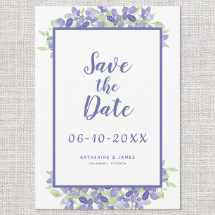 Reserva La Fecha Elegante Periwinkle Watercolor Floral Boda Moda