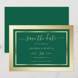 Reserva La Fecha Elegante Personalizado verde esmeralda y Boda de o