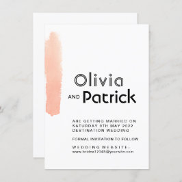 Reserva La Fecha Elegante pincel rosa. Boda simple y moderno