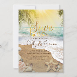 Reserva La Fecha Elegante Playa De Sunshine Y Océano Azul