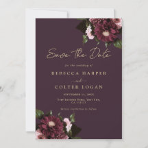 Elegante Plum Purple Burgundy Boda Floral