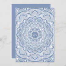 Elegante polvoriento azul encaje mandala clásico