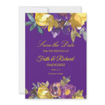 Elegante Purple y Gold Fall Wedding Salven la fech