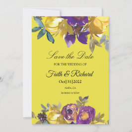 Reserva La Fecha Elegante Purple y Gold Fall Wedding Salven la fech