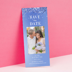Reserva La Fecha Elegante Purpurina Azul Fotos Boda Salvar La Fecha