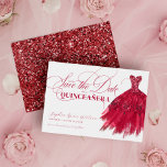 Reserva La Fecha Elegante Purpurina Rojo Vestido Moda Quinceanera<br><div class="desc">Elegante vestido de Moda Purpurina rojo Quinceanera Guardar la fecha</div>