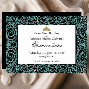 Reserva La Fecha Elegante Quinceañera Fecha de Guardado de Rollo de