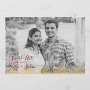 Reserva La Fecha Elegante Red n Gold Ganesha & Mehndi Salven la Fec