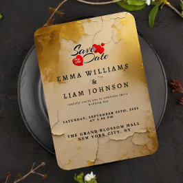 Reserva La Fecha Elegante Relieve metalizado dorado Boda de textura