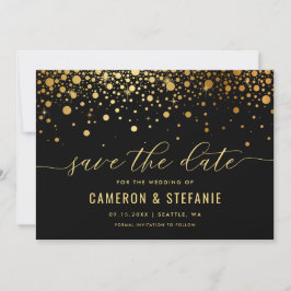 Reserva La Fecha Elegante Relieve metalizado dorado falso Confetti