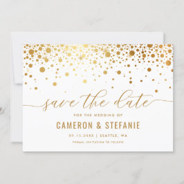 Reserva La Fecha Elegante Relieve metalizado dorado falso Confetti