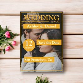 Reserva La Fecha Elegante revista cubierta Boda de fotografía amari