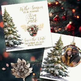 Reserva La Fecha Elegante Rojo y Verde Es la Temporada para Casarse