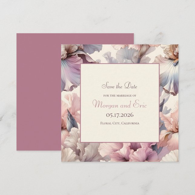 Reserva La Fecha Elegante Romántico Clásico Moda Floral Boda Rubor (Anverso / Reverso)
