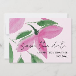 Reserva La Fecha Elegante Romántico Flores Silvestres Rosa