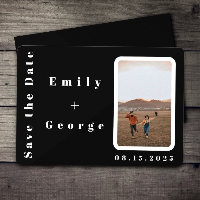 Reserva La Fecha Elegante Romántico Negro Y Blanco Moderno Boda (Subido por el creador)