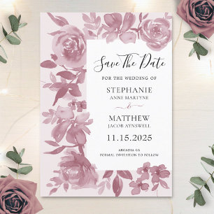 Reserva La Fecha Elegante Rosa acuarela Boda floral