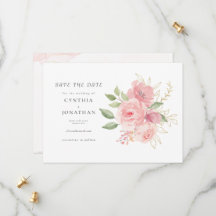 Elegante Rosa Acuarela Dorada Floral Boda