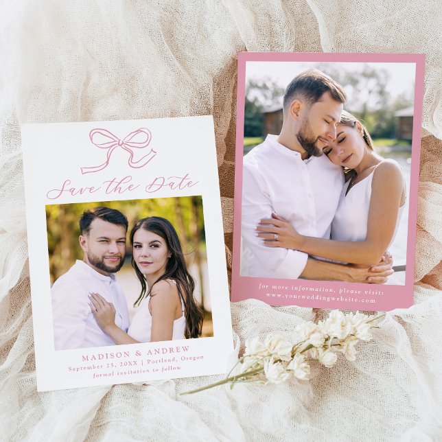 Reserva La Fecha Elegante Rosa Boda de fotografía de vaca rosa (Subido por el creador)