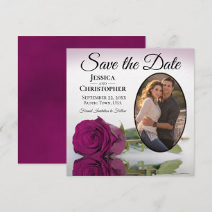 Reserva La Fecha Elegante Rosa Cassis Morado con Boda de fotografía