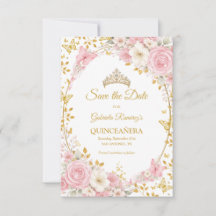 Elegante Rosa Claro Quinceañera Mariposa Dorada
