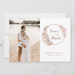 Reserva La Fecha Elegante Rosa de Boho Floral Boda de fotografía de